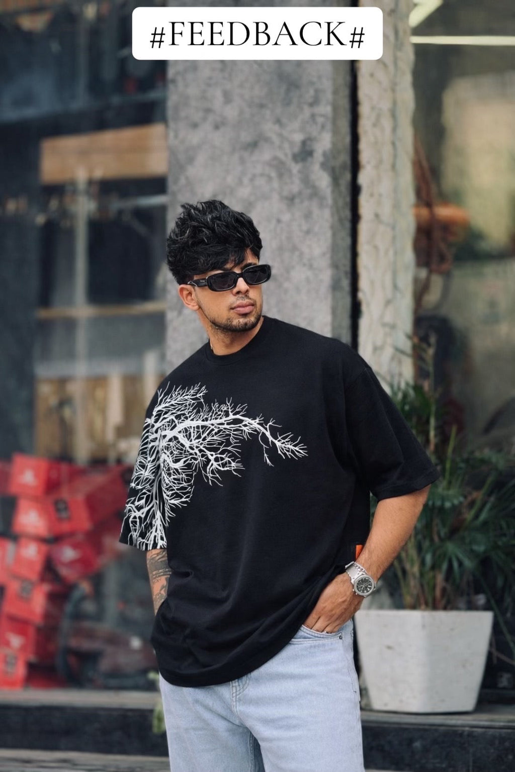TREE GRAPHIC OVERSIZED BAGGY FIT TEES FOR MENS